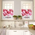 thumbnail image 4 of Red Pink Valentine''s Day Kitchen Curtains Set Small Half Curtains 24 Inches Length, Love Heart Watercolor Rod Pocket Window Treatment Bedroom Tiers and Valance Set for Cafe Bathroom, 4 of 6