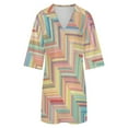 thumbnail image 5 of Colorful Zigzag Pattern Womens Dress With Pockets Summer V Neck 3/4 Sleeve Dress Plus Size Loose Dress, 5 of 7