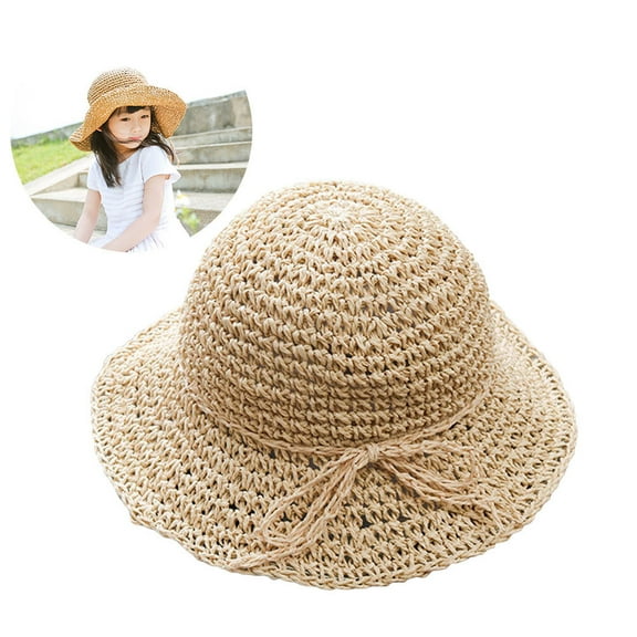 Sparsain Girls Kids Casual Sun Hats Fashion Straw Hat for Summer (Beige)
