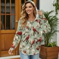 thumbnail image 3 of DISNIMO Northern Cardinal Printed Sweatshirts for Women Flower Printed Waffle Hoodies Long Sleeve Pullover Tops for Fall Winter, S, 3 of 7