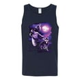 thumbnail image 2 of Wild Bobby, Fantasy Wolf Howling at The Full Moon Animal Lover Mens Graphic Tank Top, Navy, 3XL, 2 of 3