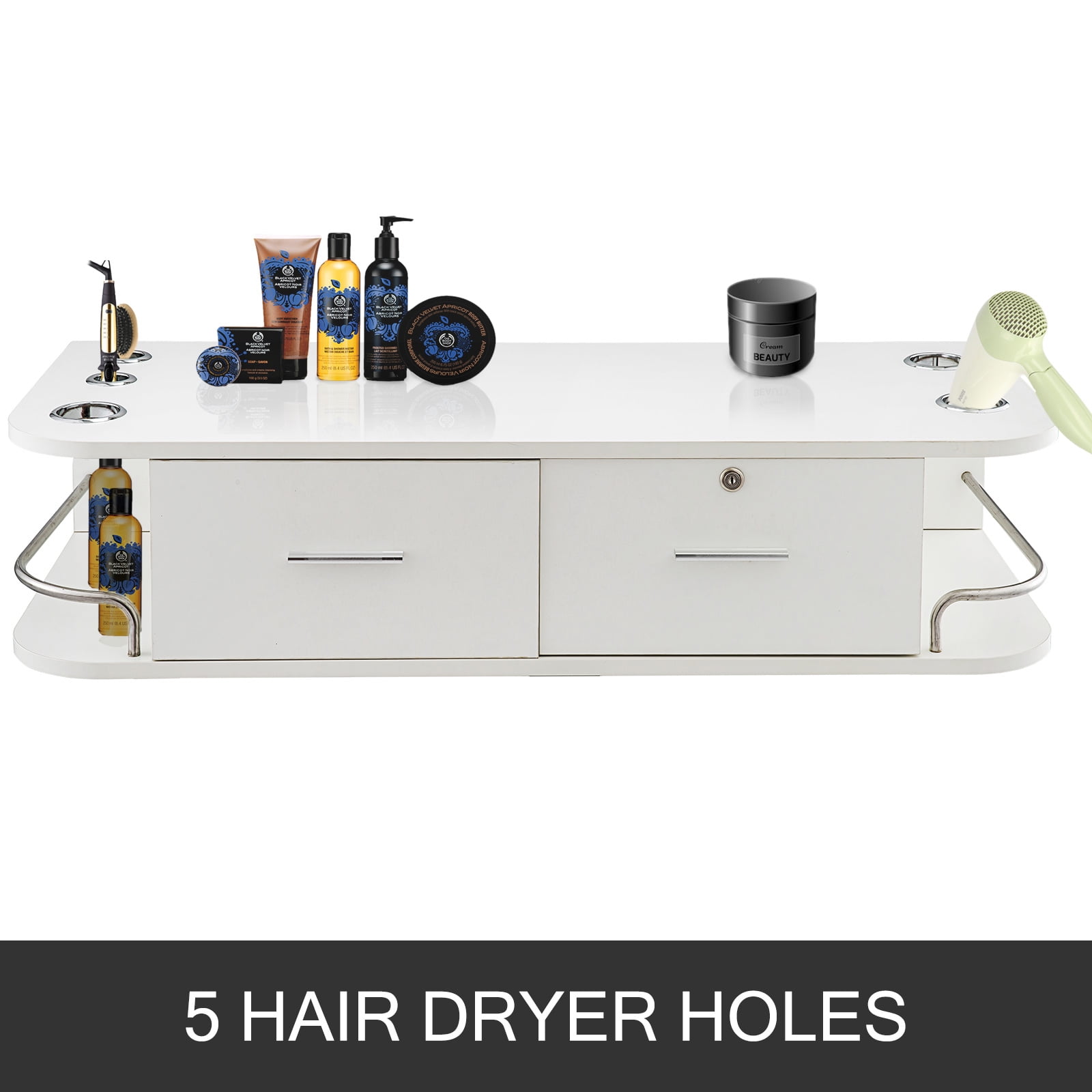 BENTISM Wall Mount Styling Station Salon Equipment 41.3x16x8.9 inch SPA, Barber, Bathroom White