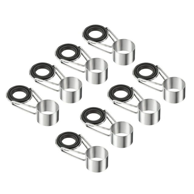 Unique Bargains 16mm Tube Dia Iron Fishing Rod Guide Repair Kit Line Ring Replacement, 8 Pack