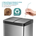 thumbnail image 3 of Home Zone Living 16 Gallon Dual Trash and Recycling Can with Removable Liners and Soft Close Lids, Stainless Steel, Silver, 3 of 7