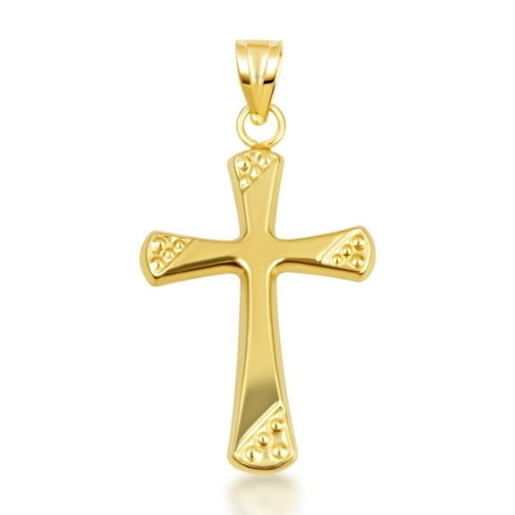 14K Yellow Gold Textured Cross Pendant Necklace (Pendant only)