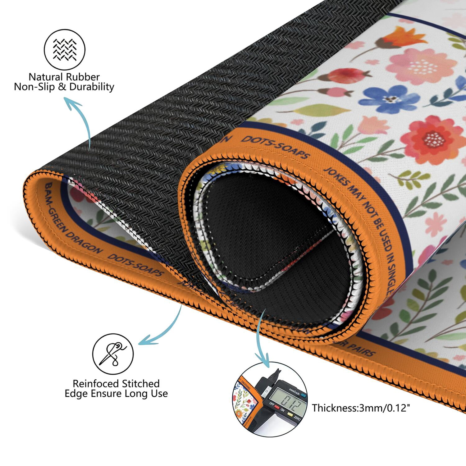 Floral Mahjong Mat with Rules, 31.5*31.5in Anti Slip American Mahjong Mat for Table, Noise Reduction, Neoprene Mah jongg Mats with Carrying Bag & 3 Dices, Mahjong Set Gift, Board Tile Games Mats