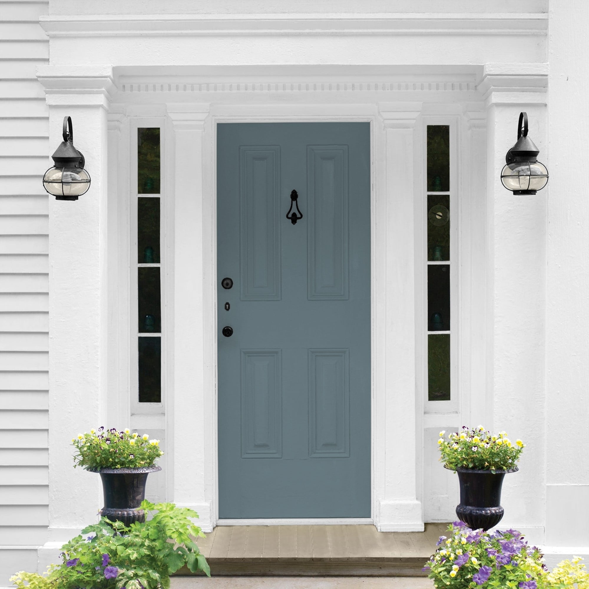 Glidden One Coat Night Rendezvous / Blue Semi-Gloss Exterior Paint with Primer, 5 Gallon