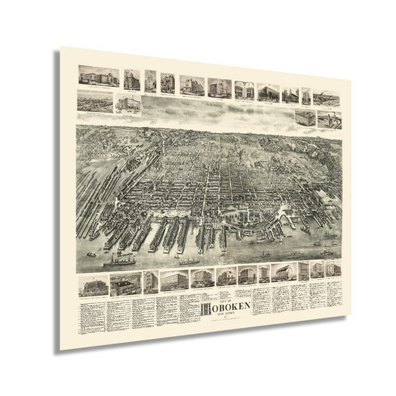 Vintage 1904 Hoboken New Jersey Map City Of Hoboken Wall Art - History Map Of Hoboken NJ County New Jersey Vintage Map