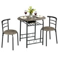 thumbnail image 2 of Yaheetech 3 Piece Modern Round Dining Table Set with Steel Legs, Drift Brown, 2 of 6