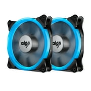 Aigo Halo Ring Fan 140mm Case Fan Quiet Edition High Airflow Adjustable Color LED Case Fan for PC Cases, CPU Coolers,Radiators 4 Pin/3 Pin (140mm, 2 Pack Ice Blue)