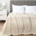 thumbnail image 5 of PAVILIA Beige Cream Throw Blanket for Couch Bed, Soft Fleece Throws for Sofa Chair, Fuzzy Waffle Textured Blanket, Cozy Warm Lightweight All Season Blanket Throw, 50x60, 5 of 9