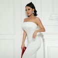 thumbnail image 5 of nvzhuang Women Off-shoulder Sleeveless Dress Summer Strapless Bodycon Party Dress Beach Streetwear, 5 of 7
