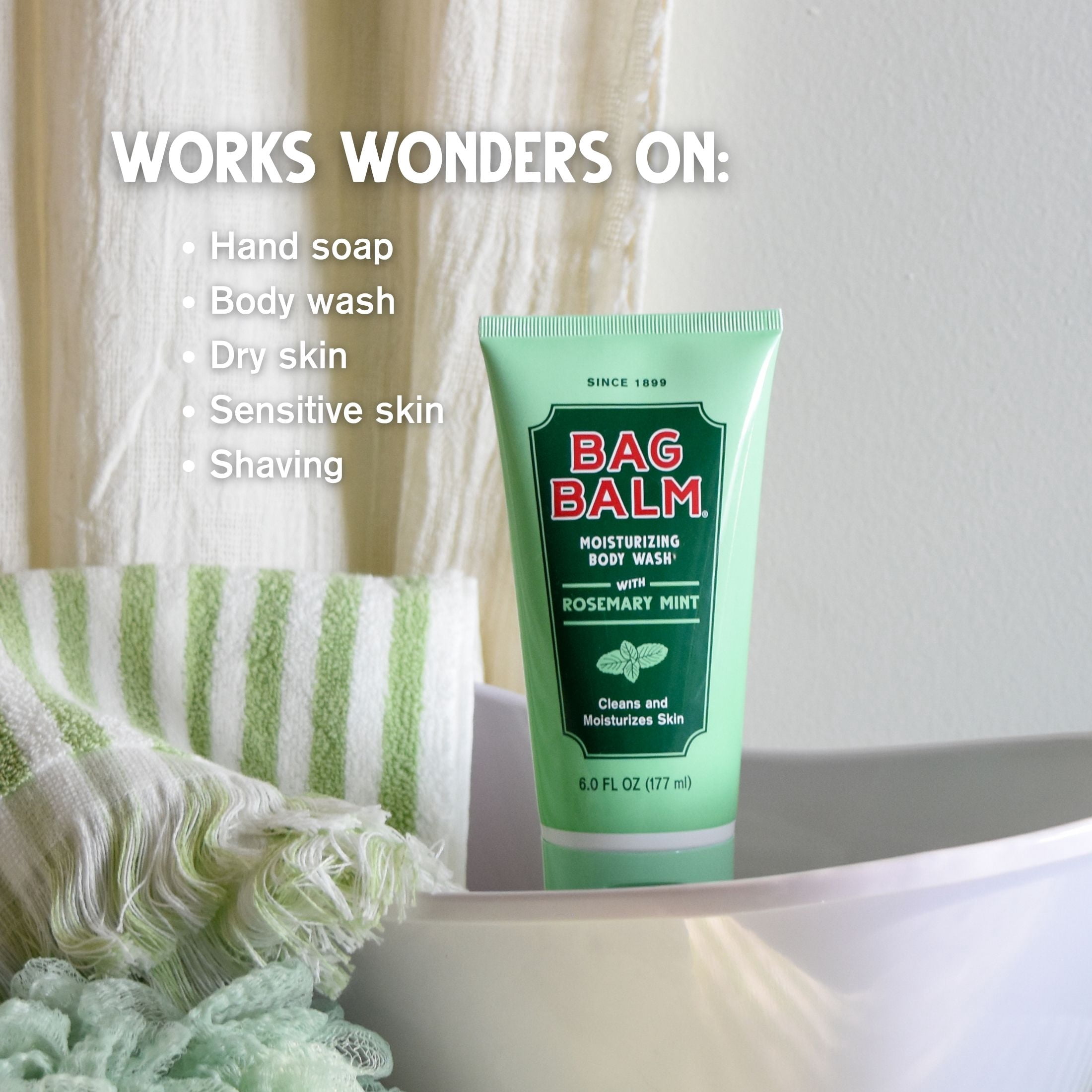 Vermont's Original Bag Balm Moisturizing Body Wash, Rosemary Mint, 6oz