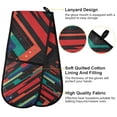 thumbnail image 2 of Yayeee Double Oven Mitt Kitchen Heat Resistant Baking 35" x7" Quilted Glove, Blue Abstract Lines, 2 of 6