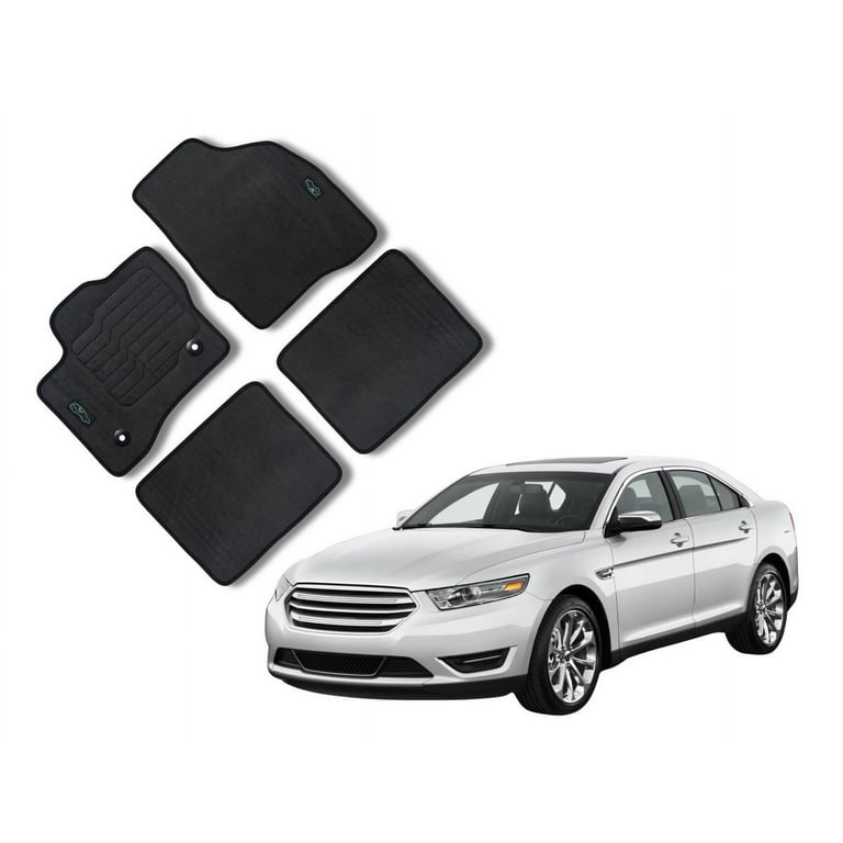 All Weather Floor Mats For 2010 to 2019 Ford Taurus with Safety Locks Front and Rear Black ecoMats