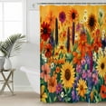 thumbnail image 2 of 60x72 Inch Shower Curtains for Bathroom Colorful Flowers Fabric Bath Curtain Decor Farmhouse Sunflower Daisy Waterproof Restroom Curtains Shower Set Accessories with 12 Hooks 60 Inch, 2 of 6