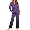 thumbnail image 2 of Garronmavis Christmas Women's Pajama Set Long Sleeve Button Down Shirt & Pants V-Neck Cozy Sleepwear 2 Piece Lounge Set Xmas Clothes, Blue, 2 of 7