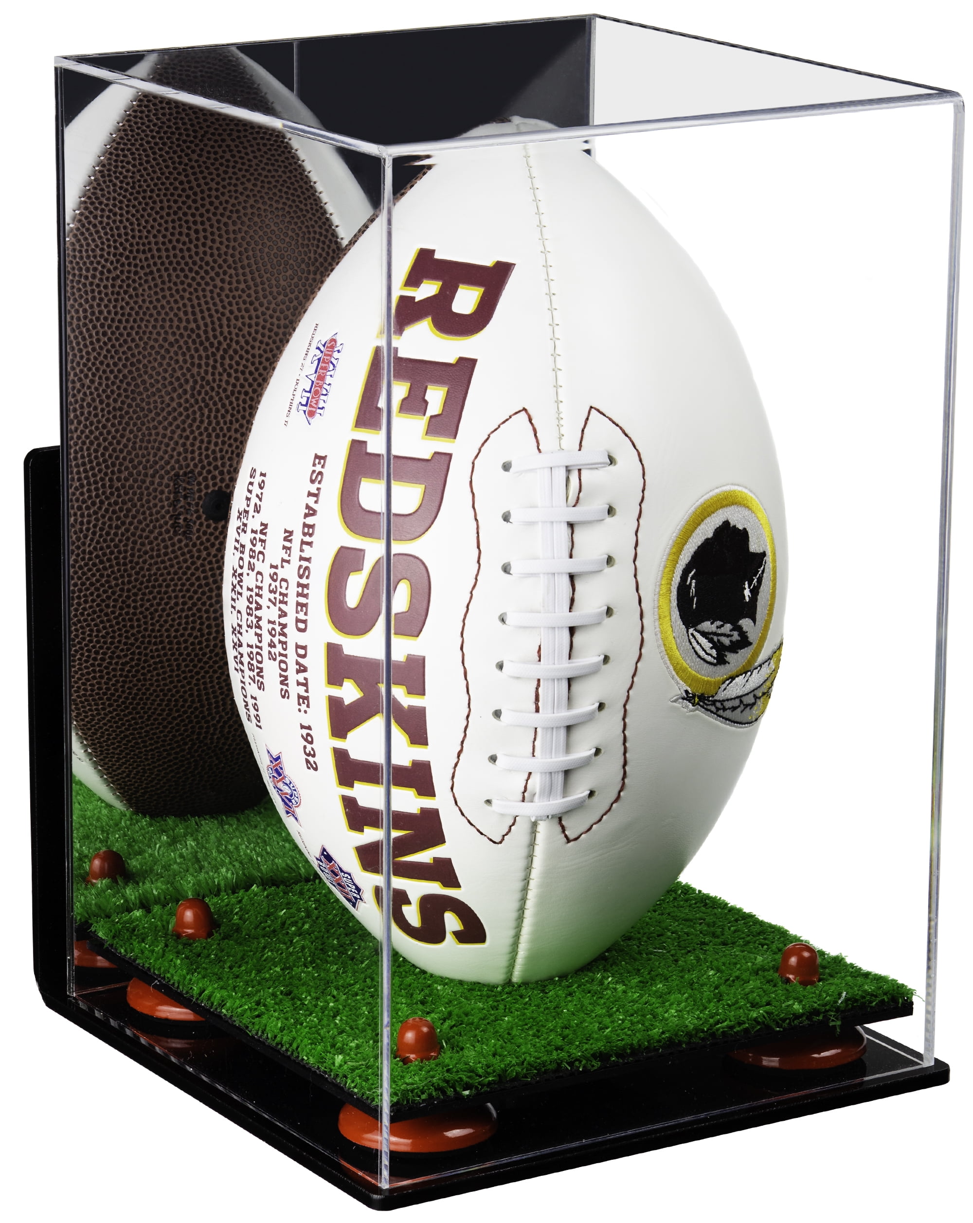 Deluxe Acrylic Football Display Case Vertical with Mirror, Wall Mount