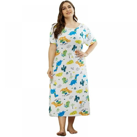 

Women s Plus Size Nightgown Short Sleeve Sleepwear Soft Nightdress Irregular Nightwear