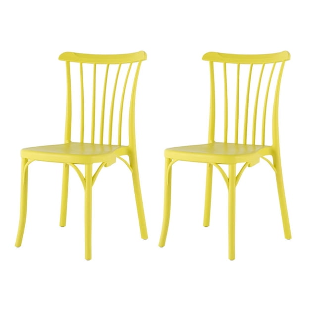 Strata Furniture Chaise de Salle à Manger Extérieure en Polypropylène en Jaune (Lot de 2)