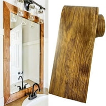 Triani 1Roll Peel &Stick Wood Grain Wallpaper Border 16.4Ft Brown Wood Contact Paper Removable Waterproof Bathroom Mirror Tape Sticker Trim for Mirror Frame
