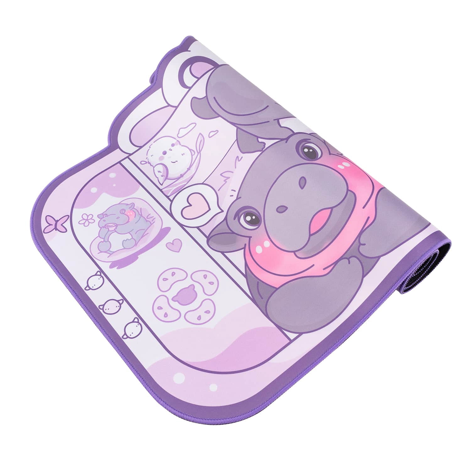 Moo Deng Baby Hippo Desk Mat | Kawaii Cute Pastel Large Gaming Mouse Pad