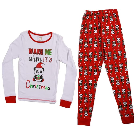 Just Love Cotton Pajamas for Girls (White - Santa Panda, Girls 24 Months)