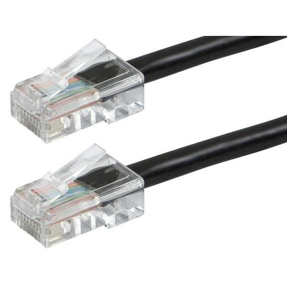 Monoprice Cat5e Ethernet Patch Cable - 1 Feet - Black | Network Internet Cord - RJ45, Stranded, 350Mhz, UTP, Pure Bare Copper Wire, 24AWG - Zeroboot Series