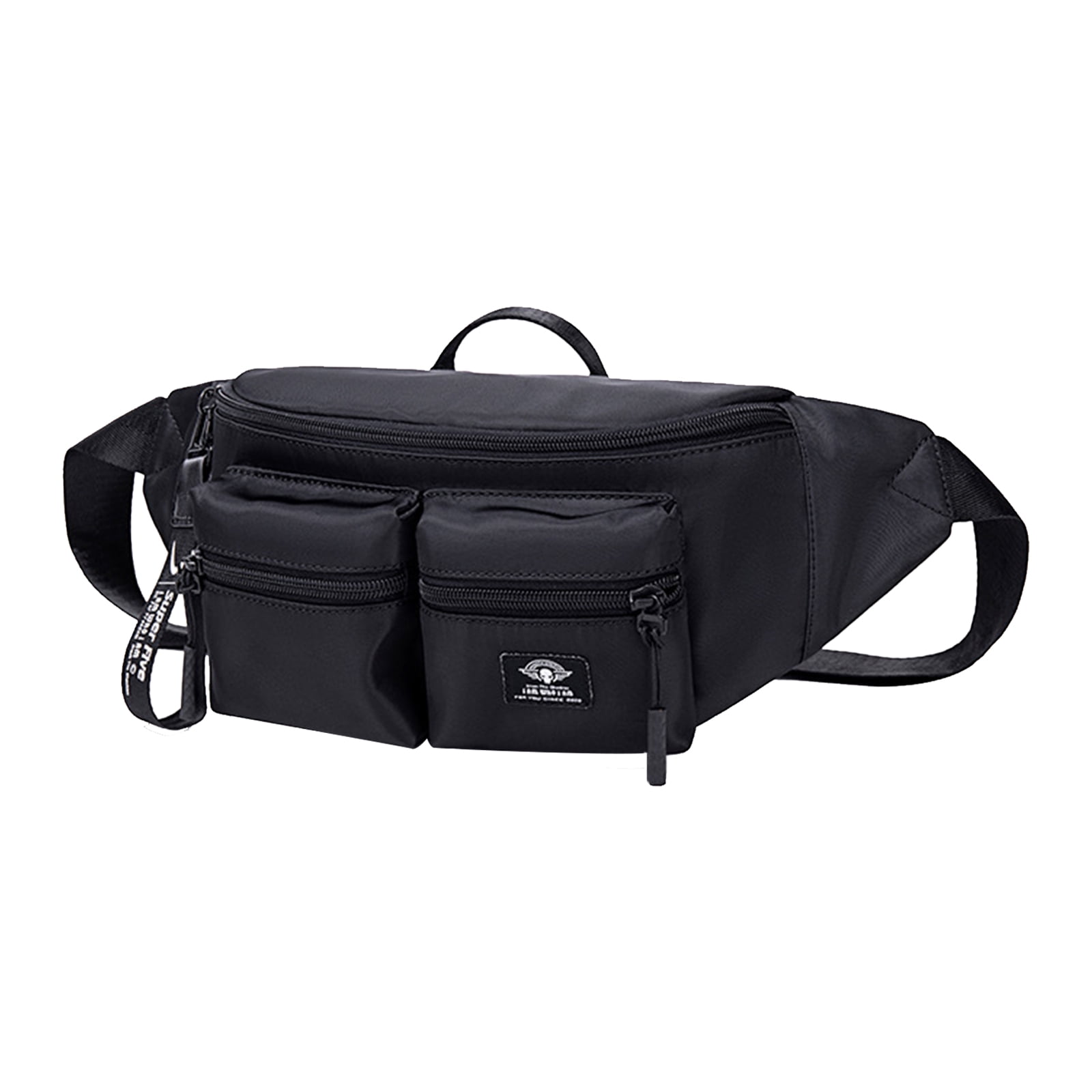 Sac Banane Unisexe En Toile Marron – 4 Poches Zippées, Pour Voyage Et Randonnée