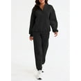 thumbnail image 5 of SHEWIN Women's Jogget Sets Fleece Lined Sweatsuits Long Sleeve Sweatshirts Pullover Long Sweatpants Two Piece Outfit Tracksuit Black XL, 5 of 9