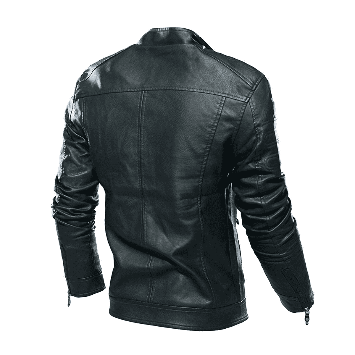Men's Plus Size Zip Up Stand Collar Biker Jacket