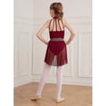 thumbnail image 3 of Yartina Kids Girls Mock-Neck Ballet Lyrical Dance Dress Gymnastics Modern Contemporary Costume Burgundy 14, 3 of 7