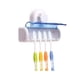 thumbnail image 2 of Soporte de cepillo de dientes de montaje en pared con 5 ranuras con cubierta, organizador de almacenamiento de cepillo de dientes autoadhesivo para ducha, colgador de cepillo de dientes para baño, 2 of 5