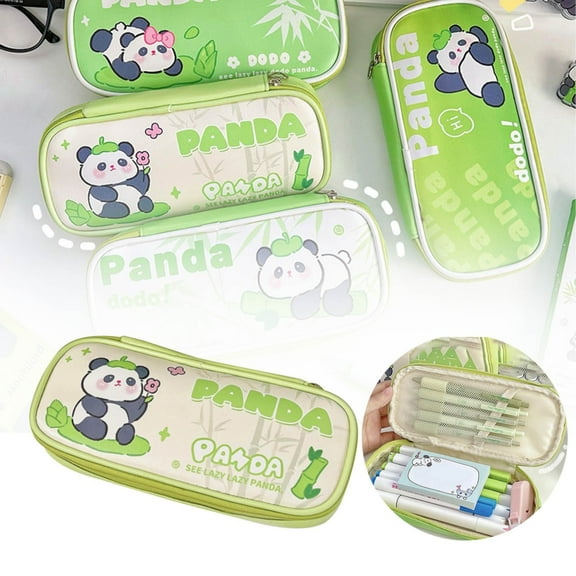 Clearance pencil case under $5,Cute Panda Pencil Case Large Capacity Pencil Bag Cute Zipper Pencil Bag (Available In Four Patterns) 1PC