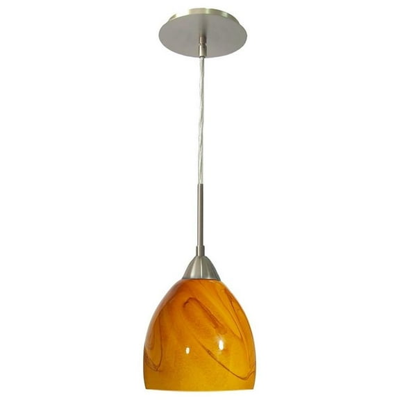 Woodbridge Lighting Art Glass 1-Light Mini-Pendant in Sahara/Satin Nickel