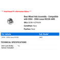 thumbnail image 2 of Rear Wheel Hub Assembly - Compatible with 2004 - 2006 RX330 AWD 2005, 2 of 2