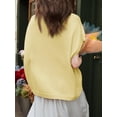 thumbnail image 5 of Suéter Saodimallsu oversize amarillo con manga murciélago, botones y cuello en V, 5 of 5