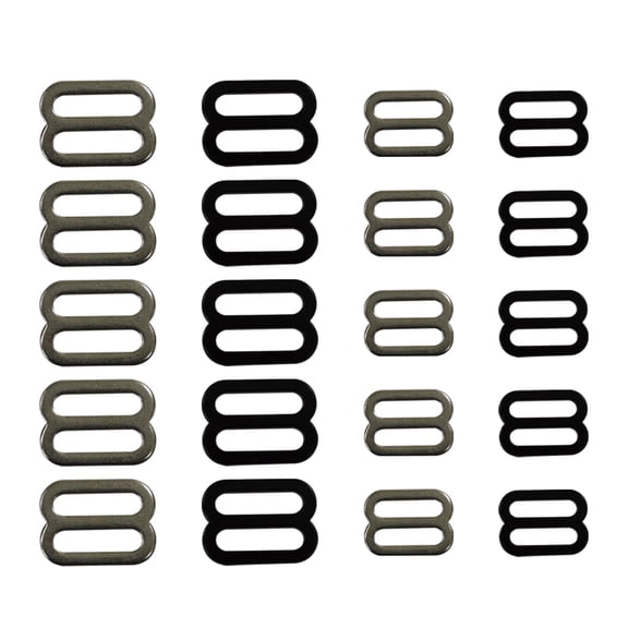 WYZworks  20 Pieces 1" & 3/4" Tri-Glide Slide Buckle Belt Adjusters - Black Matte & Bright Iron - Bags Backpack, DIY Accessories, Leathercraft Strap, Hardware Clasp