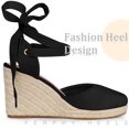 thumbnail image 4 of Sandalias con cordones y tacón de cuña con Plataforma tipo alpargata para mujer Negro 38 Perphy, 4 of 5