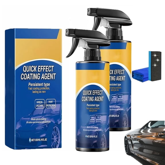 Quick Effect Coating Agent Spray, 2pcs Advanced Quik Effect Coding Agent for Car, Multi-Functional Coating Renewal Agent Spray, 4 Oz/120 Ml, Perfect Shine and Protection for Trucks, Motorcycles(2pcs)