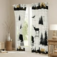 thumbnail image 3 of Bear Deer Rustic Curtains 2 Panels 38"Wx45"L Jungle Pine Trees Blackout Curtains,Lodge Cabin Curtains & Drapes Wooden Plank Woodland Big Cat Wild Animal Reindeer Farmhouse Decor, 3 of 6