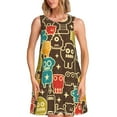thumbnail image 1 of Disketp Robot and Monsters para Vestido sin Mangas para Mujeres, Vestidos de Verano para Mujeres, Casual y Holgado para la Playa, 1 of 7