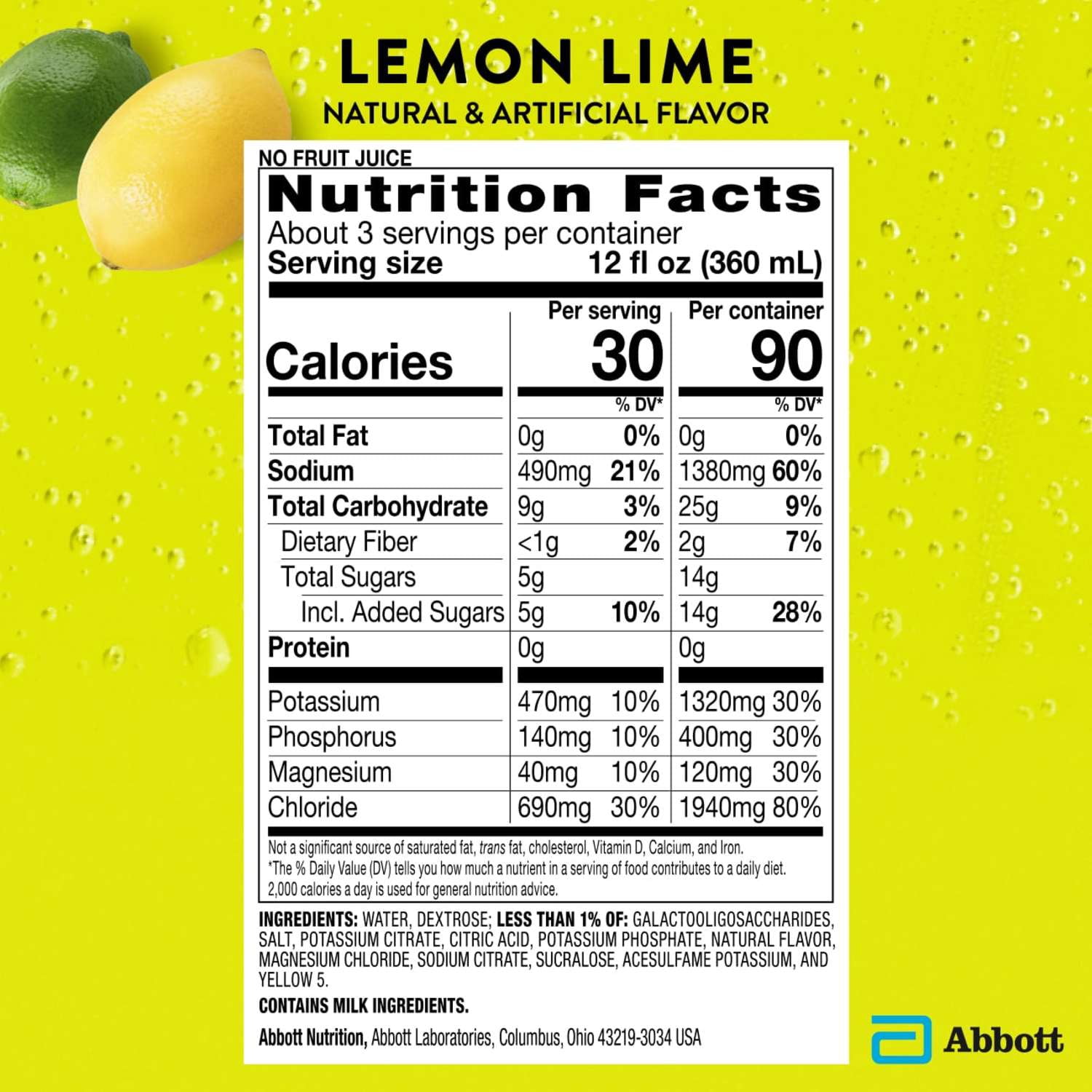 (2 pack) Pedialyte Sport Electrolyte Drink, Lemon Lime, 1 Liter