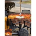 thumbnail image 4 of Outdoor Tablecloth with Umbrella Hole and Zipper, Orange Pumpkins Fall Square Table Cloth 54x54 Inch Waterproof Tablecloth, Thanksgiving Autumn Maple Leaves Brown Picnic Table Cover for Patio Camping, 4 of 7
