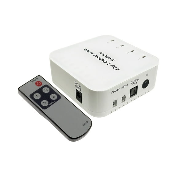4-Port Digital Optical Audio Switch With IR Remote   Manual Selection Button