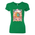 thumbnail image 2 of Wild Bobby Sun and Moon Groovy Vintage Daisy Flowers Stars Vintage Women Slim Fit Junior Tee, Kelly, Medium, 2 of 6