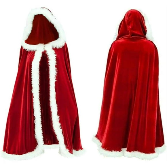 Billuyoard Capa con capucha roja de 1,5 m, disfraz de Navidad, capa de Papá Noel, manto rojo para fiesta de Navidad, disfraz de Cosplay Kits de decoración para fiestas Billuyoard HA038357-00