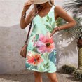 thumbnail image 5 of Drovellove 2026 Women V Neck Sleeveless Floral Print Mini Summer Dress with Pockets, Solid Color Chiffon Loose A-Line Casual Beach Vacation Swim Coverup Sundress, 5 of 5