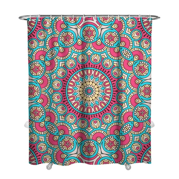 Mystic Ethnic Mandala Shower Curtain Hotel Style Bathroom Decor 72x84 Inch Quick-Dry Waterproof Fabric with 12 Hooks