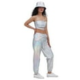 thumbnail image 4 of GDREDA Womens Plus Size Leggings Solid Color Gold Stamping Street Trend Performance Costume Loose Fit Jogger Pants Multicolour,M, 4 of 5